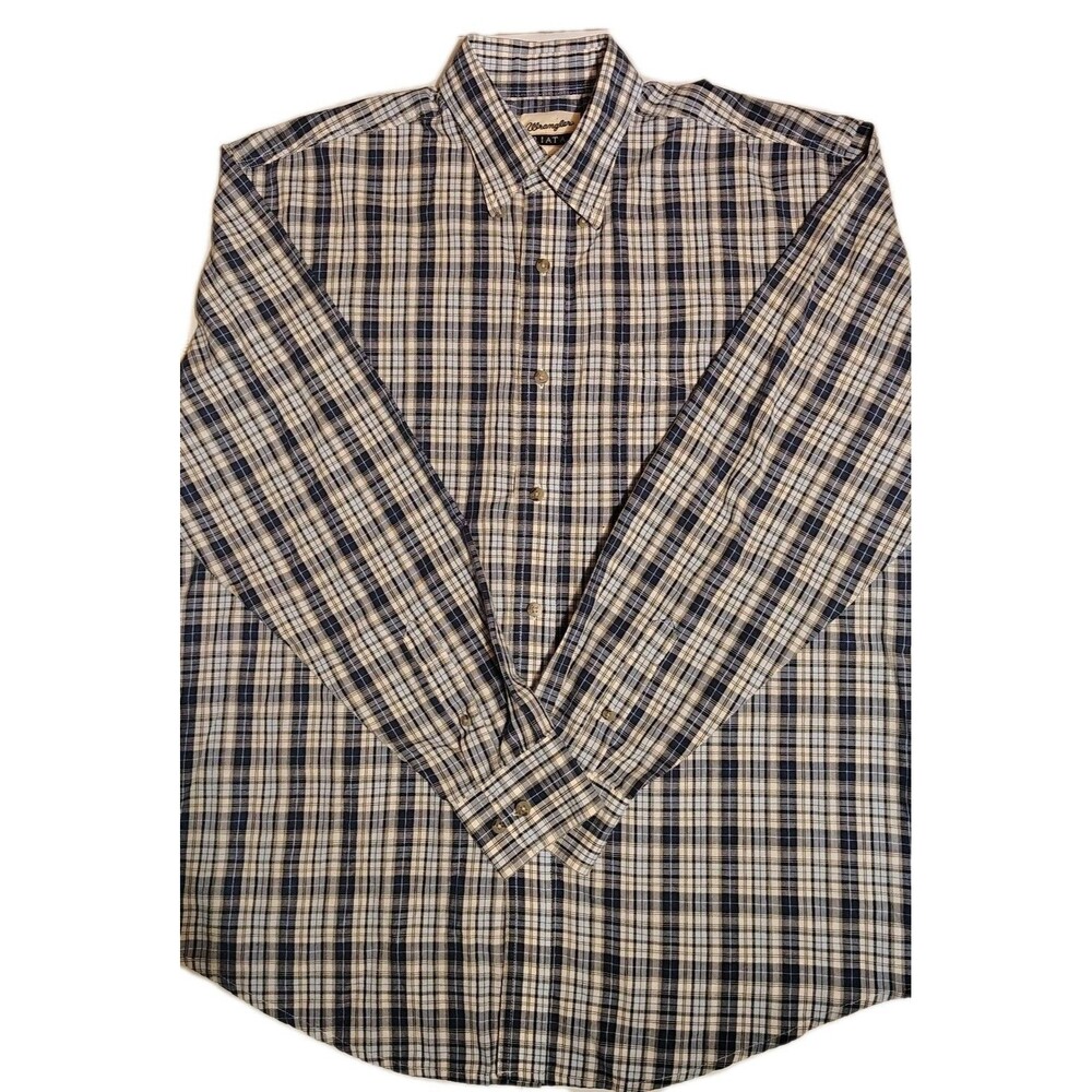 Wrangler Riata Plaid Button Down Long Sleeve Shirt Mens Large